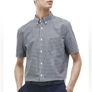 Lacoste White & Blue Regular Fit Checked Shirt Size Small